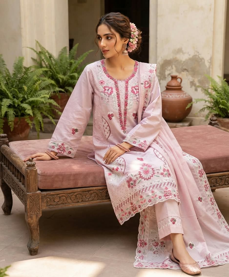Embroidery Readymade Three Piece