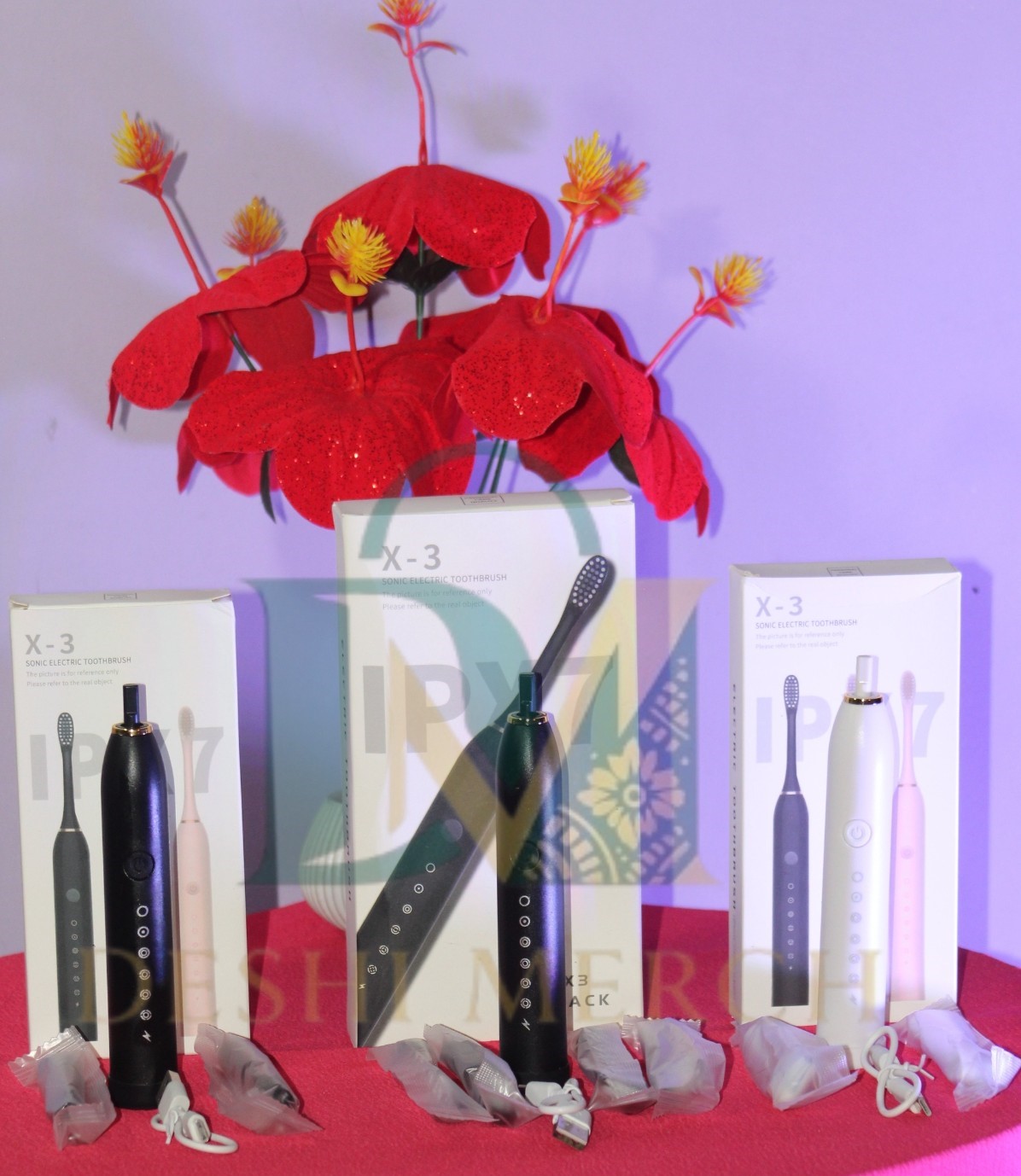 X3 Electric Toothbrush (3Brush Heads) X3 ইলেকট্রিক টুথব্রাশ (3টি ব্রাশ হেড)
